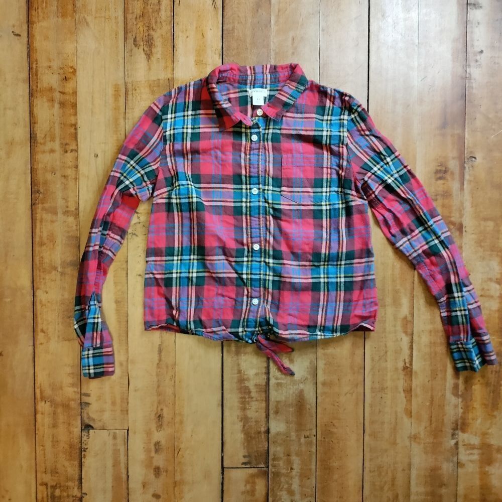 Crewcuts Plaid shirt size 12 red green cotton button down Christmas